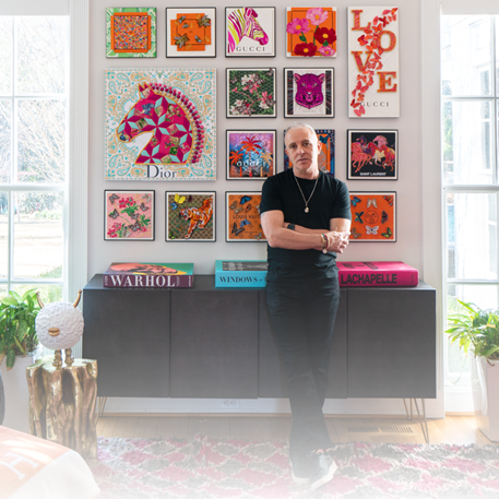 Portrait of Stephen Wilson, fine artist working with upcycled luxury materials