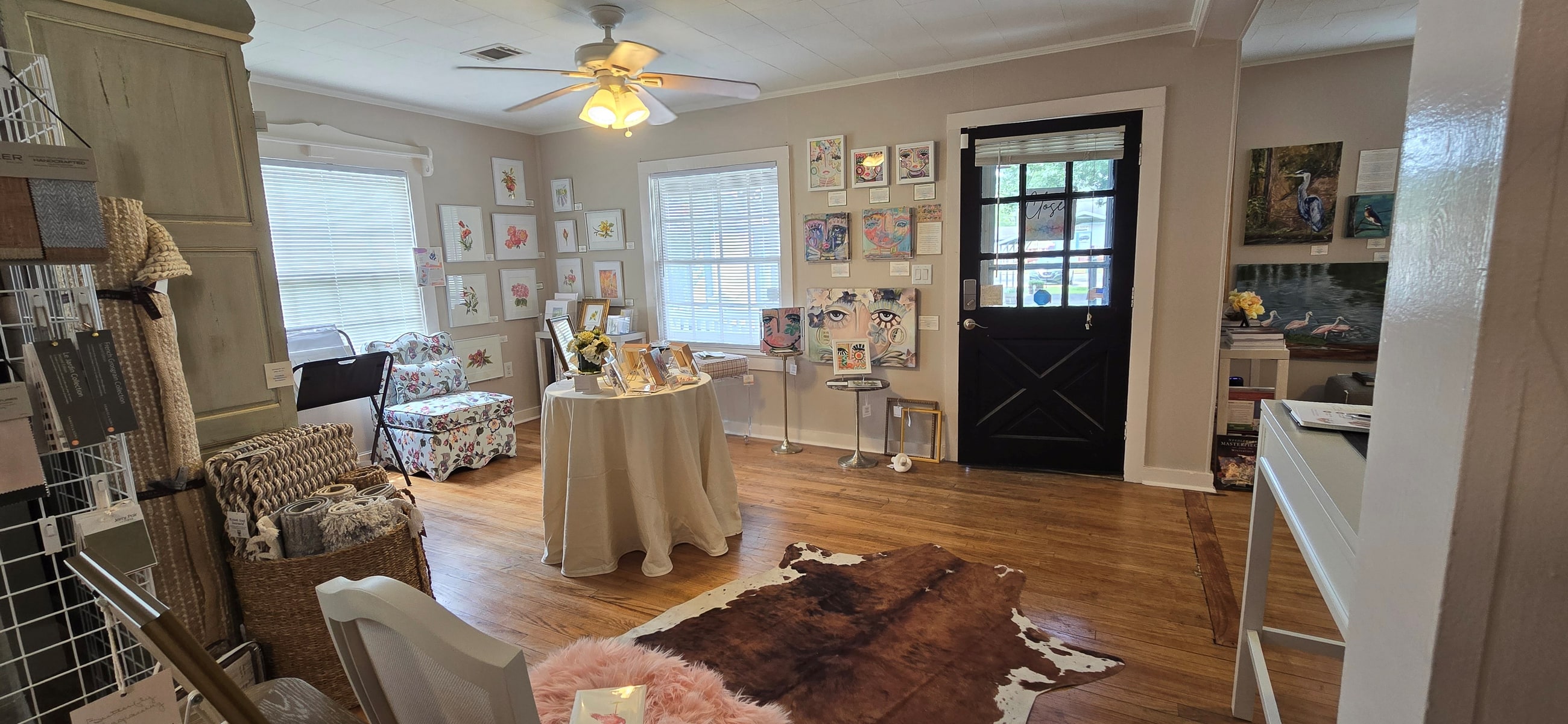 A wide view of the Langley Art & Home gallery and design studio